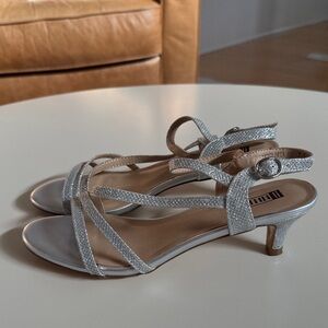 Amazon Silver Strappy Kitten Heels